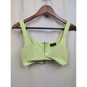 White Fox Women's Lime Green Twist Front Bra Corset Crop Tank Top Blouse Sz S